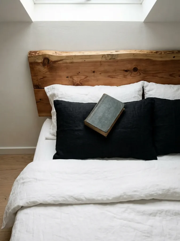 17. Bone White With Raw Wood and Black Linen