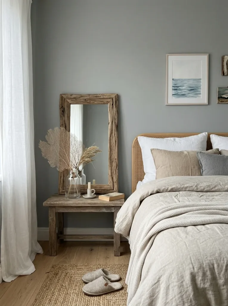 11. Fog Gray With Natural Linen and Driftwood