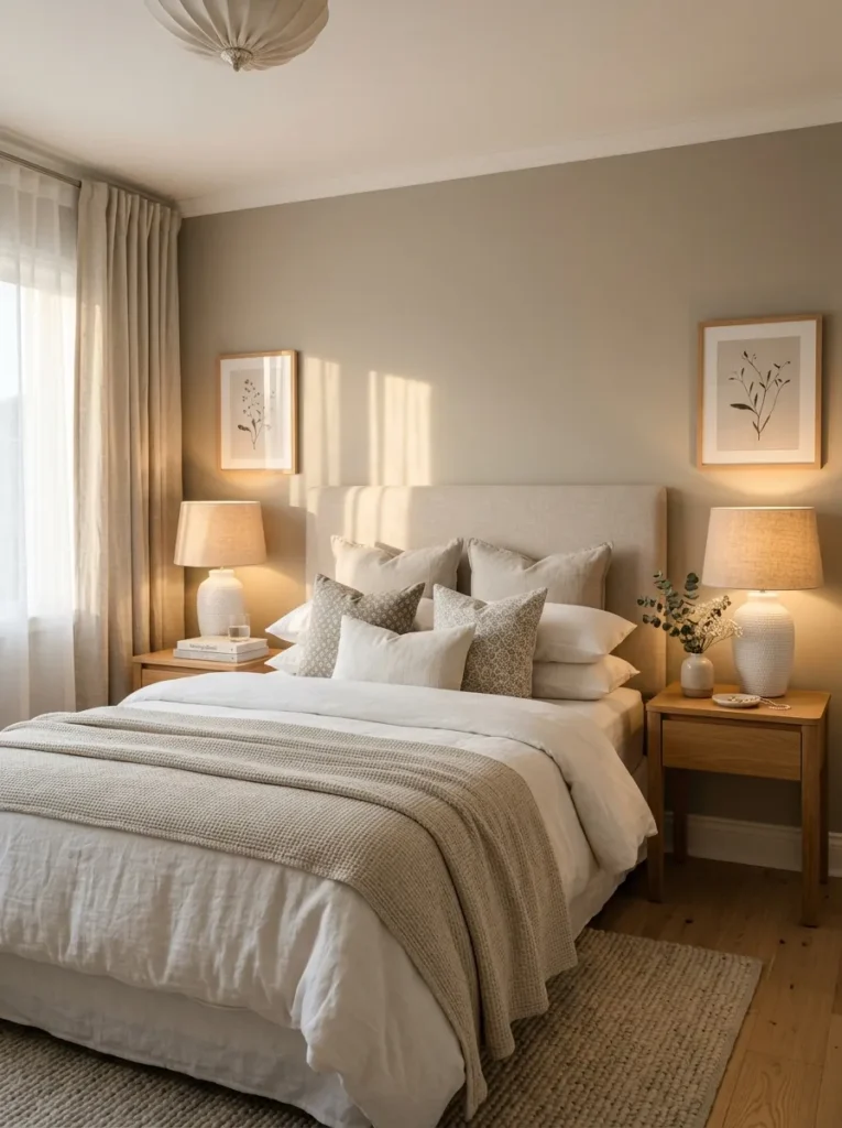 11. Matching Lamps with Linen Shades