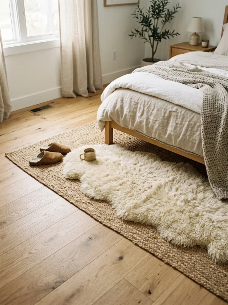 7. Layered Rugs on Hard Floors