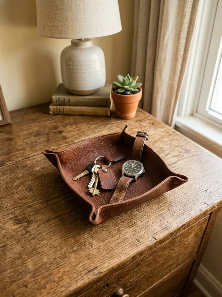 16. A Leather Catchall on the Dresser
