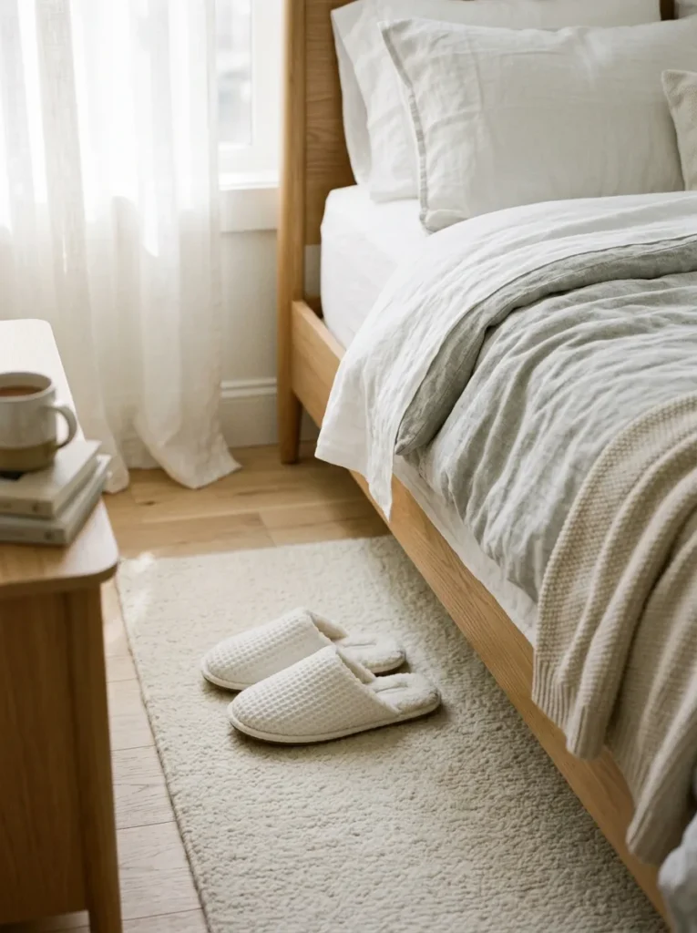 19. Plush Slippers Beside the Bed