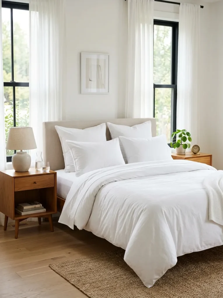 1. Crisp White Bedding with a Duvet Insert