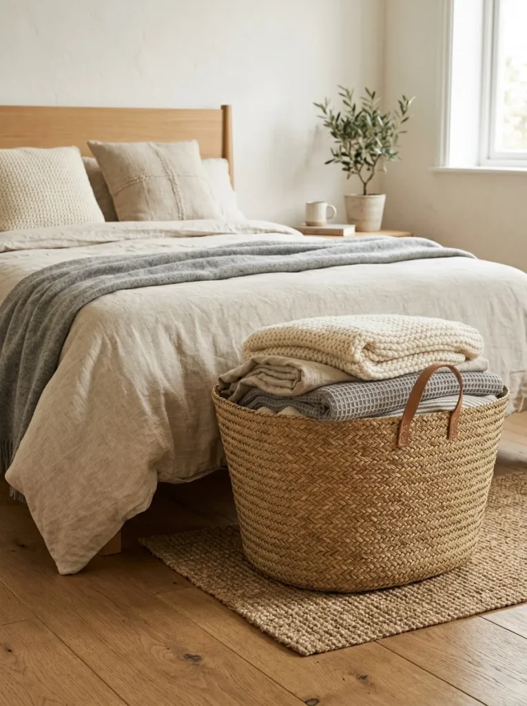 17. A Woven Basket for Extra Blankets